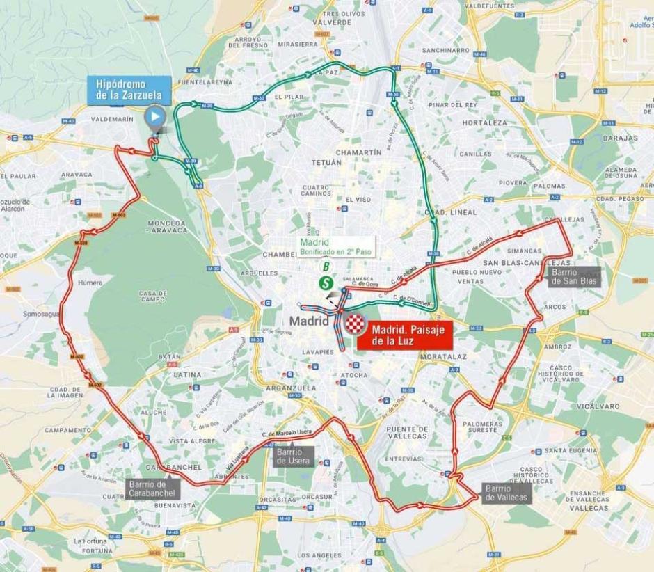 Mapa de cortes en Madrid, Vuelta Ciclista 2023