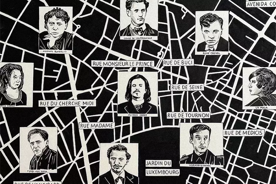 El mapa de París de Fernando Bryce en homenaje a 'Rayuela' de Cortázar.GALERÍA MARLBOROUGH