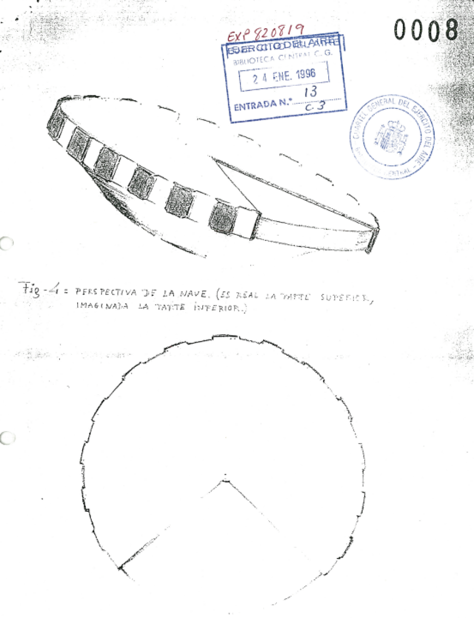 Esquema del OVNI avistado en Blanes, 1982