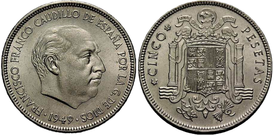 Moneda cinco pesetas, Madrid 1949