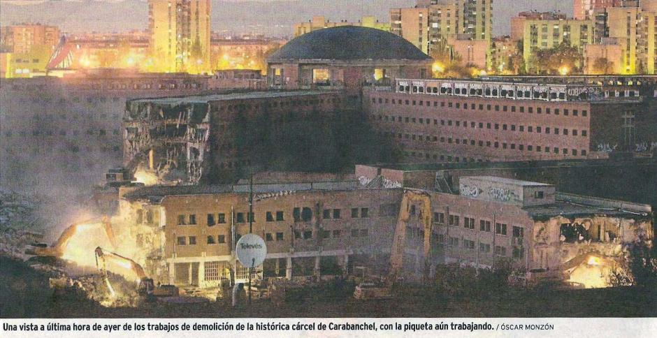 Imagen ampliada del derrumbe de la cárcel de Carabanchel