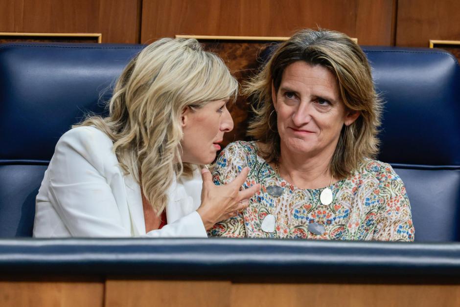 Las vicepresidentas del Gobierno en funciones, Yolanda Díaz y Teresa Ribera