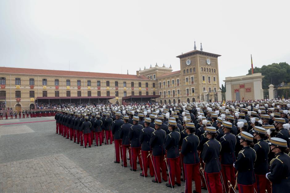 Princess of Asturias Leonor de Borbon during Flag Pledge (Jura de Bandera) ceremony as a cadet of the Zaragoza Military Academy in Zaragoza on Saturday, 7 October 2023.