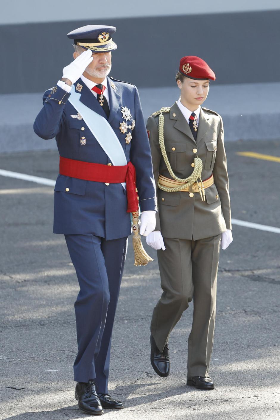 El Rey y la Princesa de Asturias, durante los actos con motivo del Día de la Hispanidad