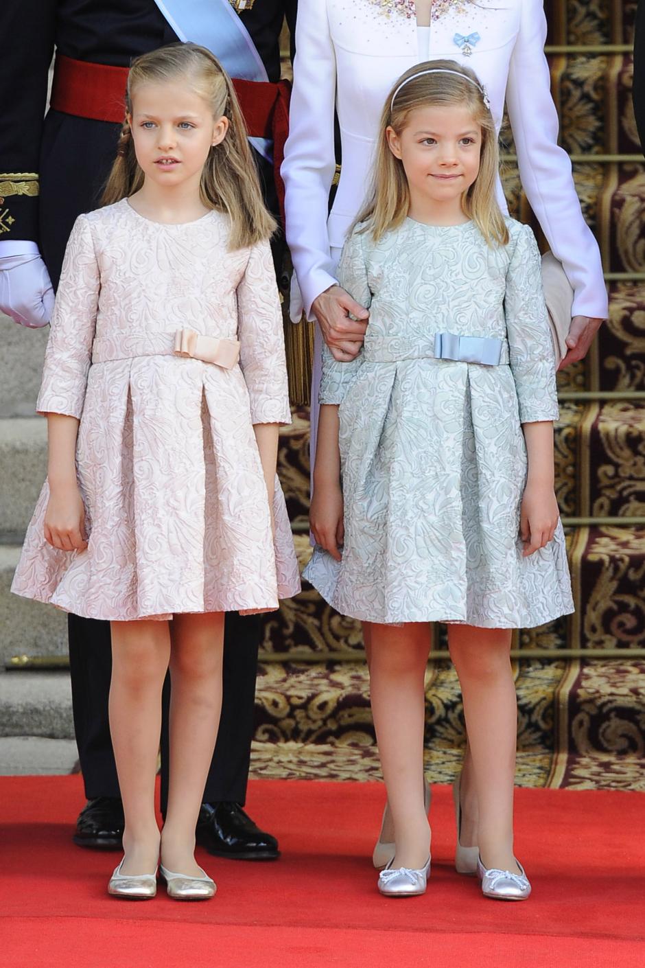 Princess Leonor and Sofía of Borbon Ortiz during the proclamation of Spain Crown Prince Felipe of Borbon and Greece as King in Madrid , Spain , on Thursday 19th June 2014 , Madrid