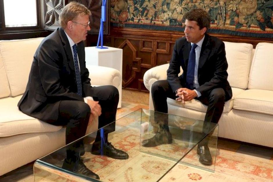Ximo Puig y Carlos Mazón, reunidos en el Palacio de la Generalitat.