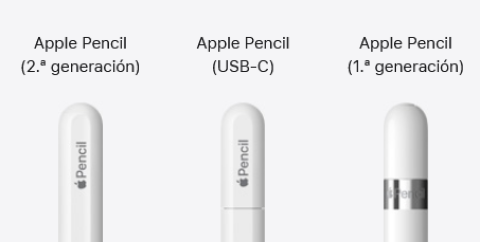 Los tres modelos de Apple Pencil a la venta