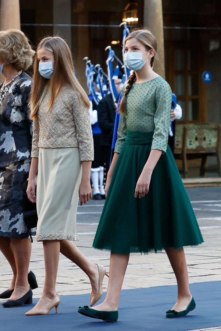 Princess of Asturias Leonor de Borbon and Sofia de Borbon arrive the delivery of Princess of Asturias Awards 2020, in Oviedo, on Friday 16 October 2020.