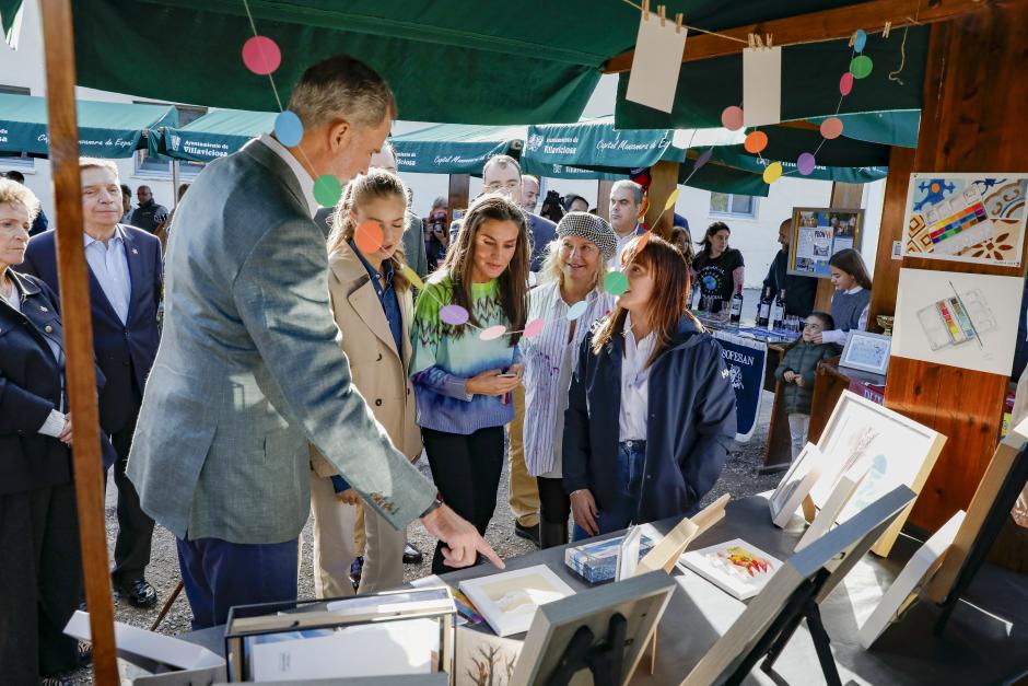 Spanish King Felipe VI and Queen Letizia with Princess of Asturias Leonor de Borbon  during a visit to Arroes, Pion and Candanal (Villaviciosa) as winner of the 34th annual Exemplary Village of Asturias Awards, Spain, on Saturday 21 October 2023.