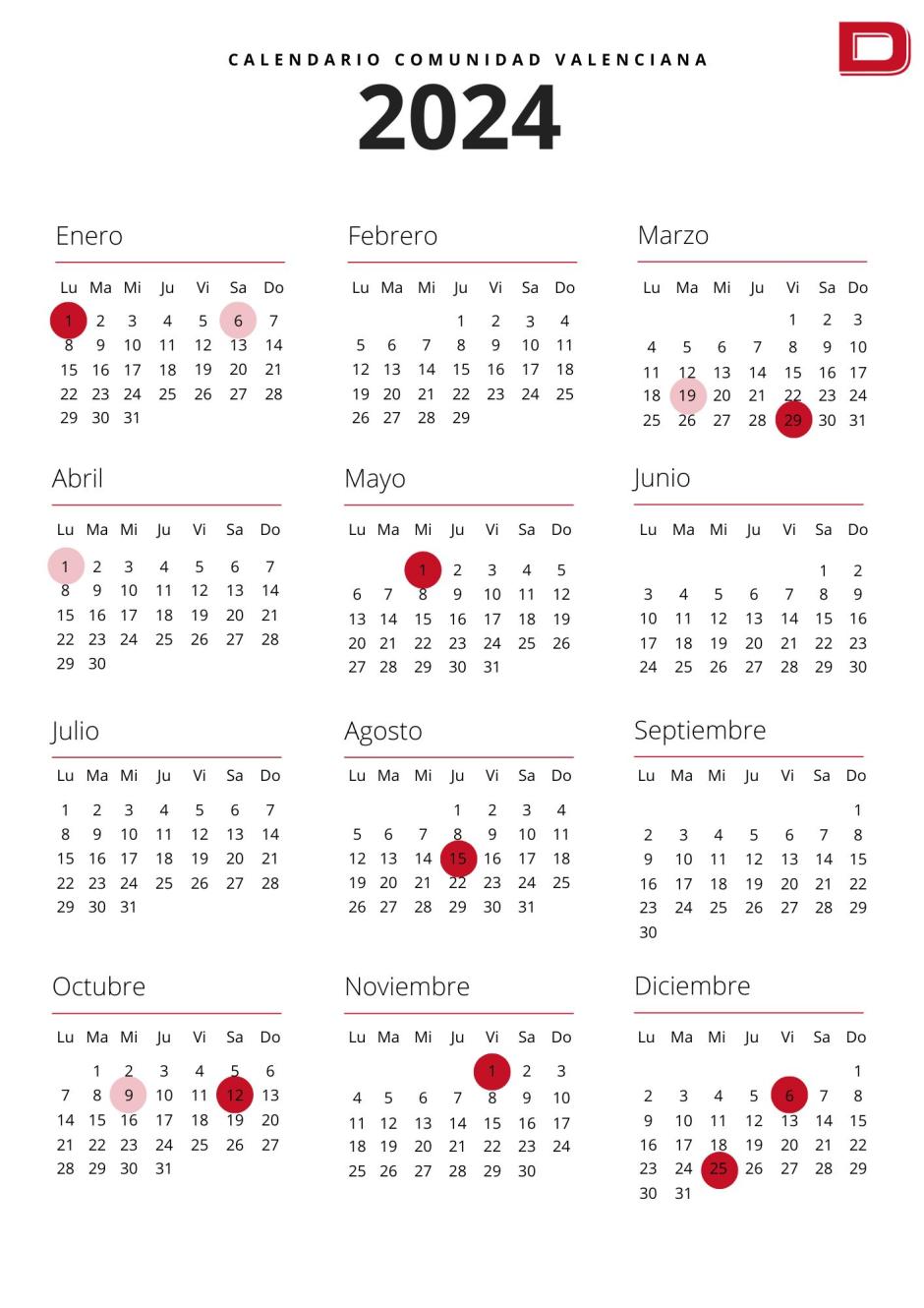 Calendario laboral 2024 en la Comunidad Valenciana consulta los días