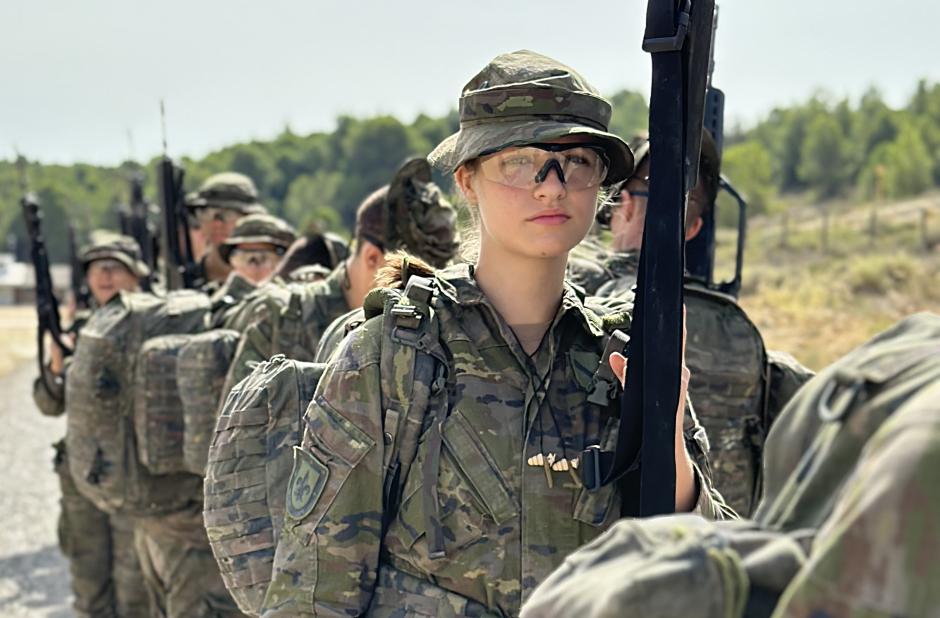 La princesa de Asturias Leonor de Borbon durante unas maniobras militares en la academia Militar de Zaragoza 20 Septiember 2023