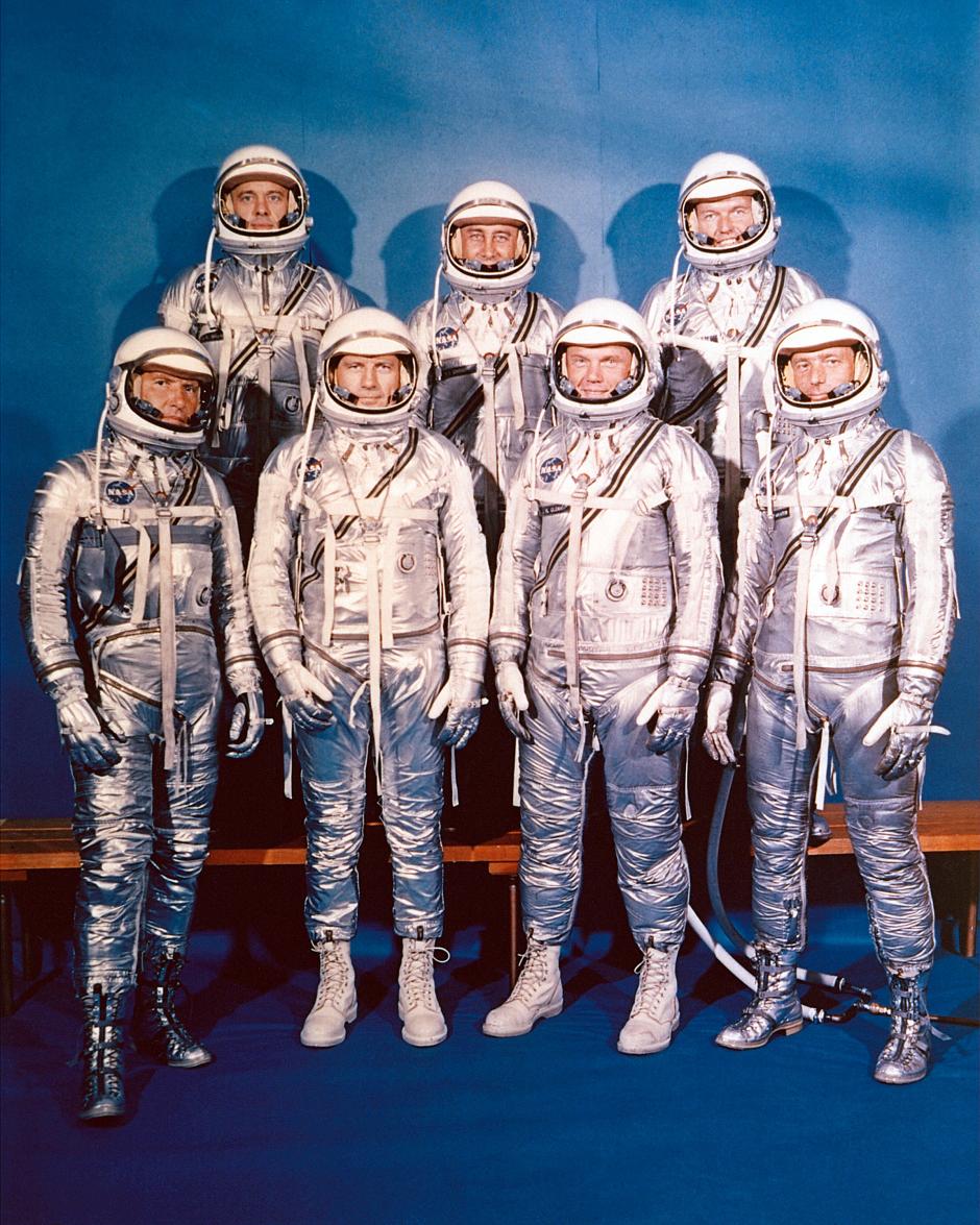 Los primeros estadounidenses en ser escogidos para los vuelos espaciales: Los "Mercury Seven"