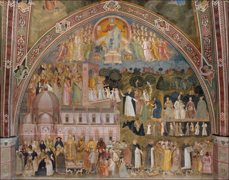 La Iglesia militante y la Iglesia triunfante, fresco de Andrea da Firenze en Santa Maria Novella