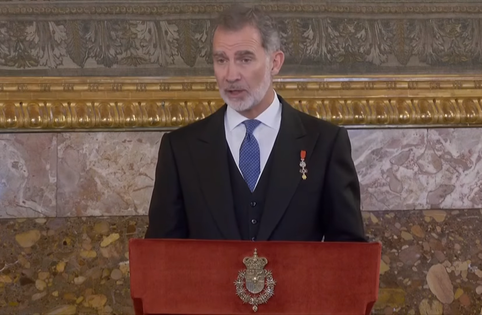 Su Majestad Felipe VI en el discurso que ha pronunciado en el Palacio Real