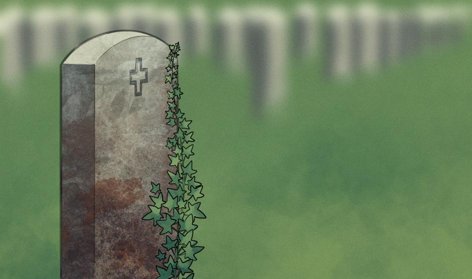 Ilustración: tumba muertos