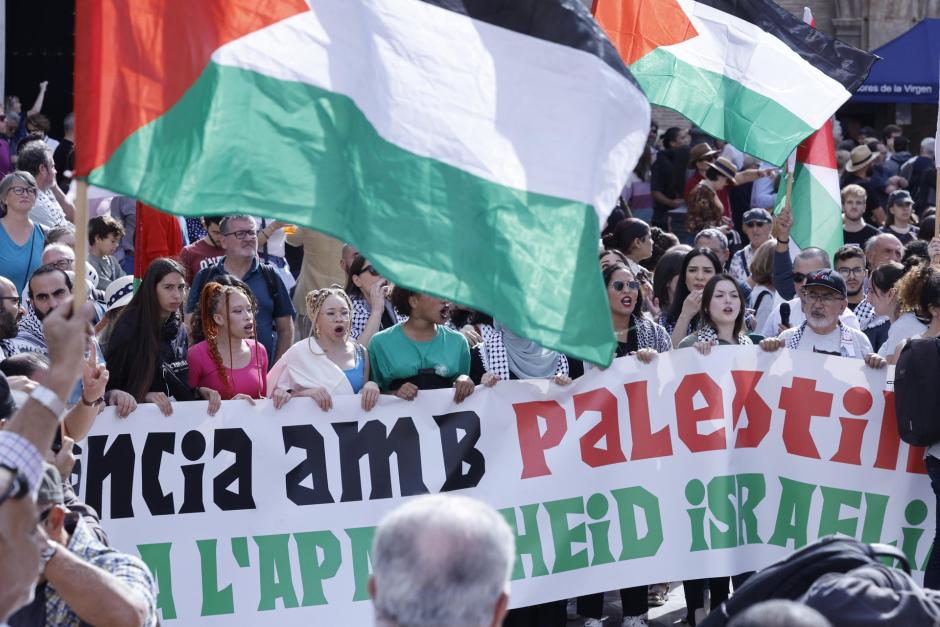 Un momento de la marcha propalestina del pasado domingo en Valencia