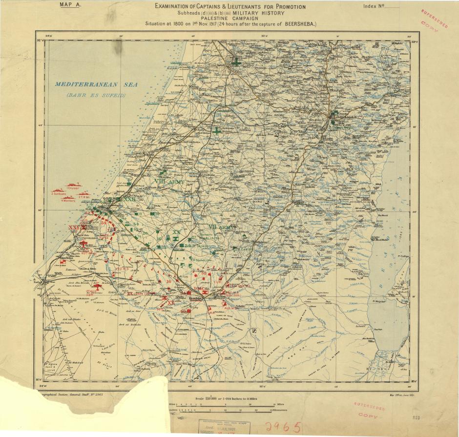 Campaña de Palestina de la Primera Guerra Mundial: Situación del 1 de Nov. de 1917