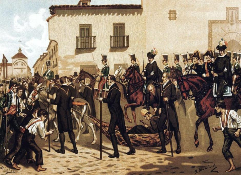 El general Riego arrastrado a la horca por las calles madrileñas