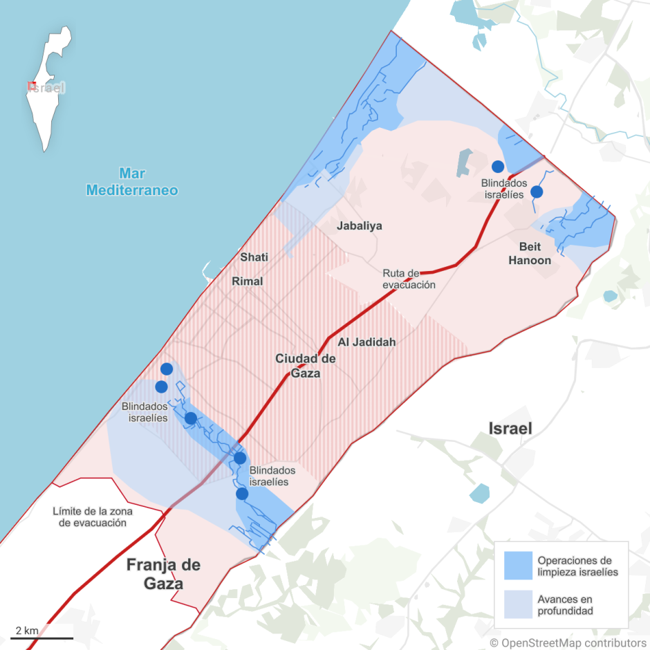 Avance de las tropas israelíes en Gaza