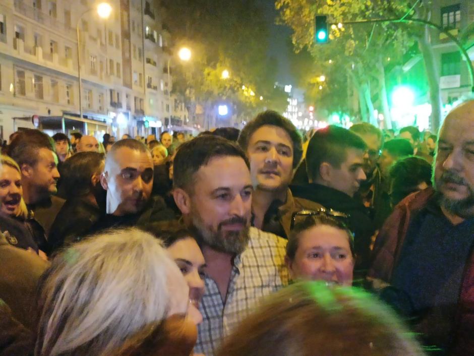 Santiago Abascal a su llegada a la concentración