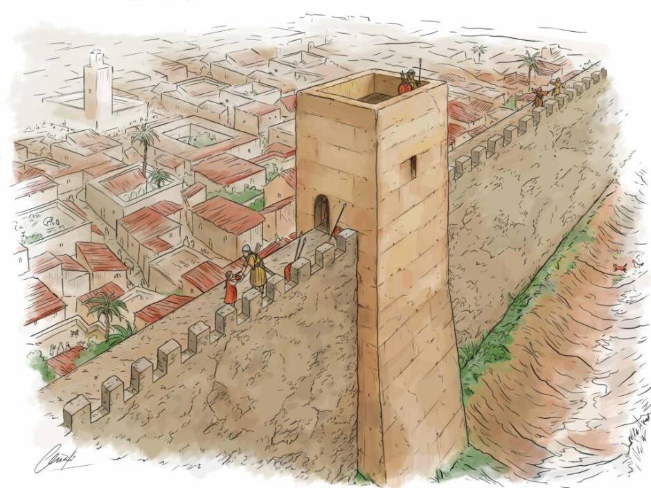 Recreación de la muralla almorávide de Elche, ya en manos cristianas