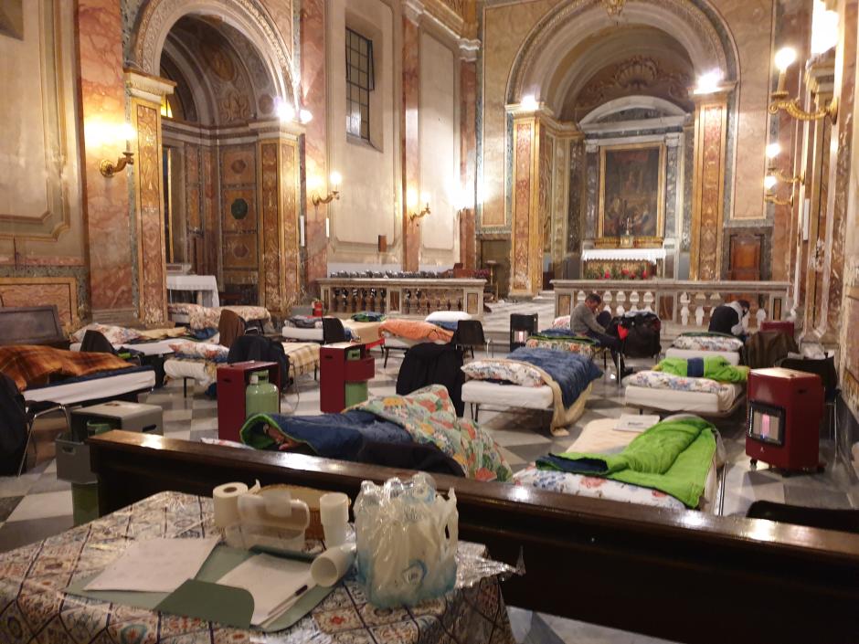 La iglesia de san Calisto de Roma transformada en centro de acogida de personas sin hogar