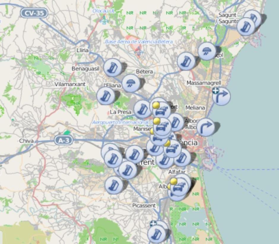 Estado del tráfico a las 9 horas del lunes en Valencia