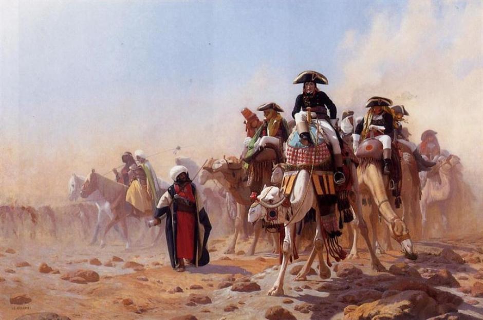Napoleón y su Estado Mayor en Egipto. Óleo de Jean-Léon Gérome, c. 1867