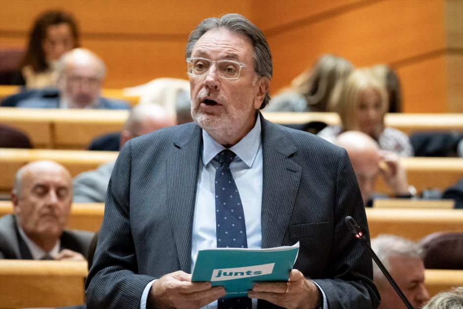 El senador de Junts, Josep Lluís Cleries, interviene durante una sesión plenaria, en el Senado