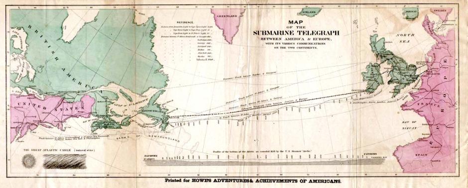 Mapa del cable transatlántico de 1858