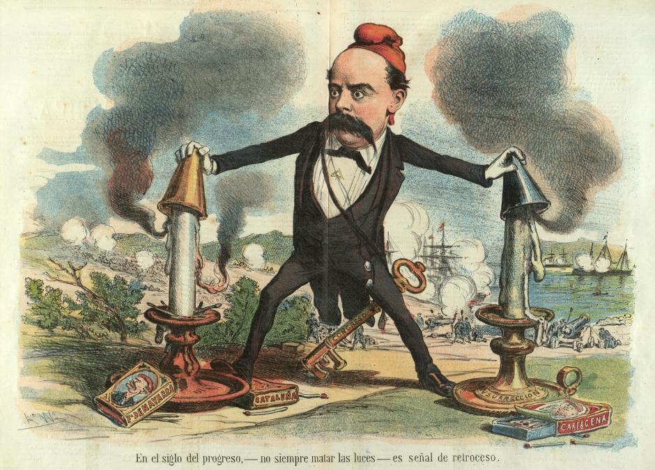 Caricatura de Castelar, en La Madeja Política, noviembre de 1873