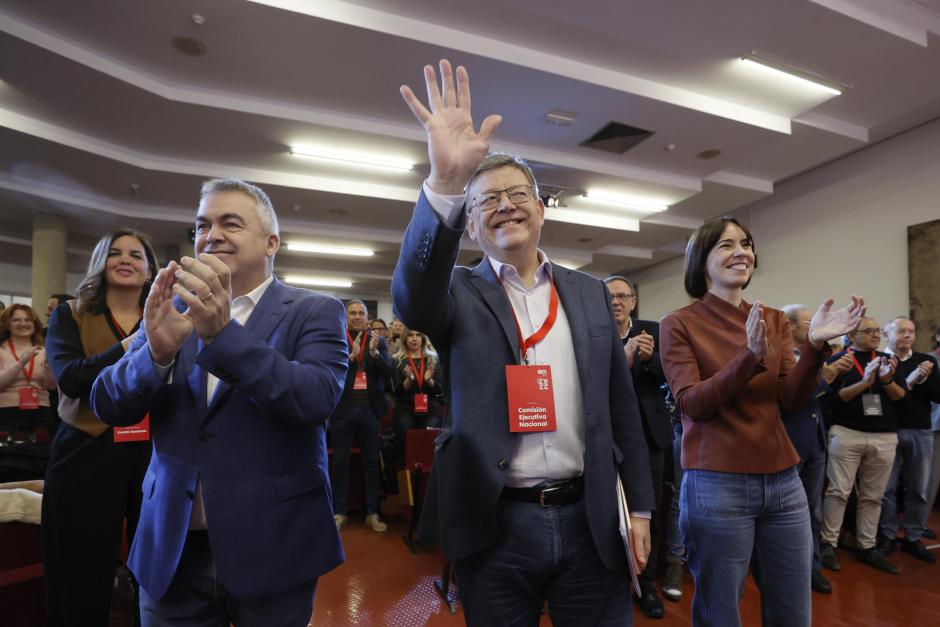Santos Cerdán, Ximo Puig y Diana Morant, en el Comité Nacional del PSPV-PSOE en Valencia