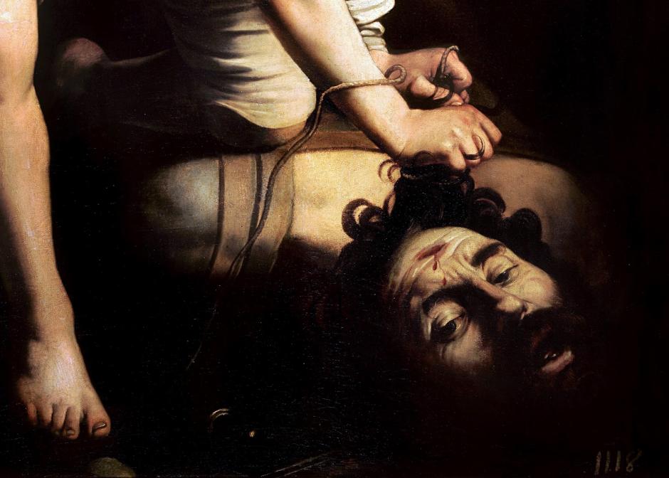 Detalle de la obra 'David vencedor de Goliat' de Caravaggio