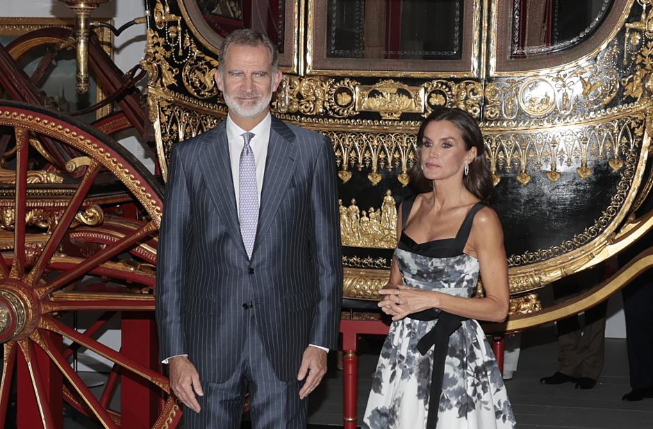 Spanish King Felipe VI and Queen Letizia during inauguration of Colecciones Reales Gallery in Madrid on Tuesday, 25 July 2023.