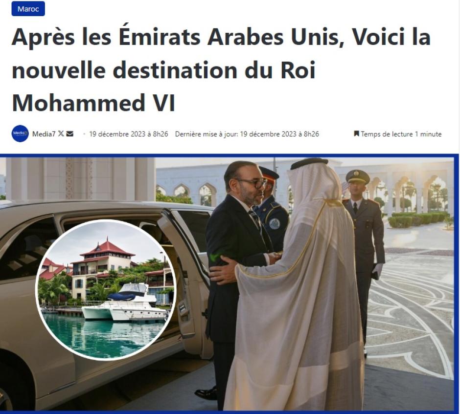 Noticia de las vacaciones del Rey Mohamed VI