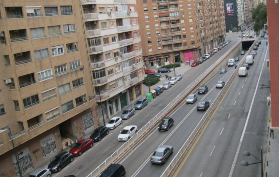 Imagen aérea del túnel de la avenida Pérez Galdós, en Valencia