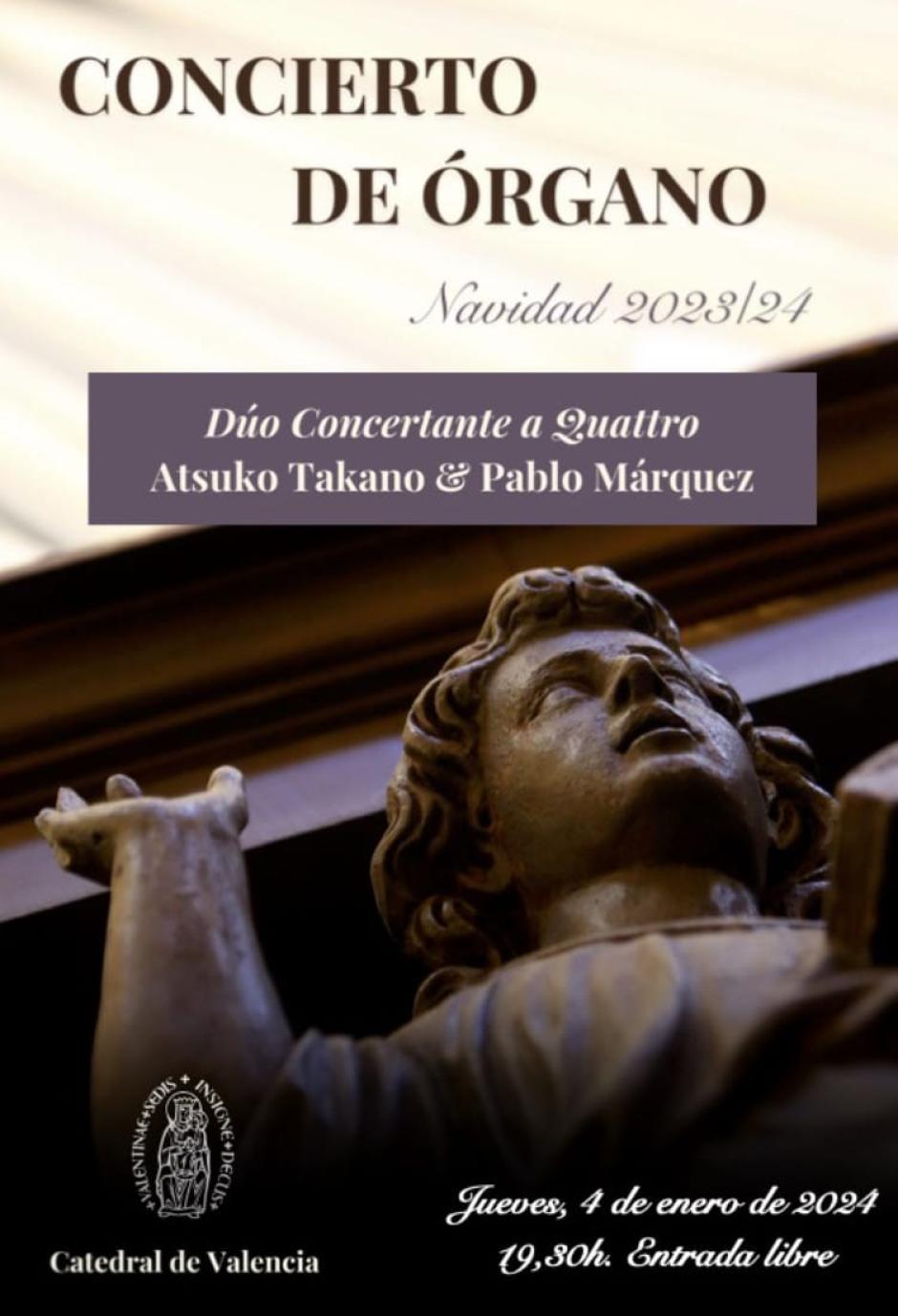 Cartel del concierto de órgano a cuatro manos en la Catedral de Valencia