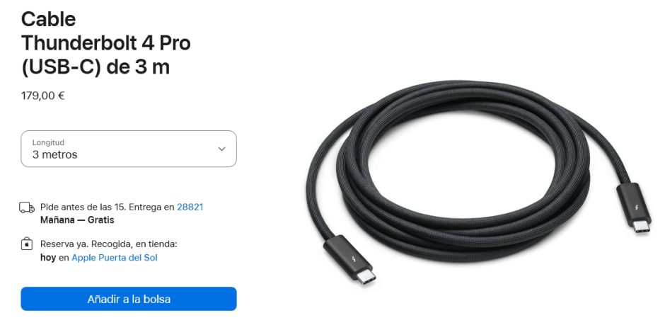 Cable Thunderbolt 4 Pro (USB‑C) de 3 m
