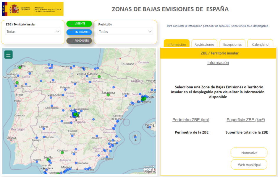 Imagen de la web oficial para informarse sobre el funcionamiento de la ZBE