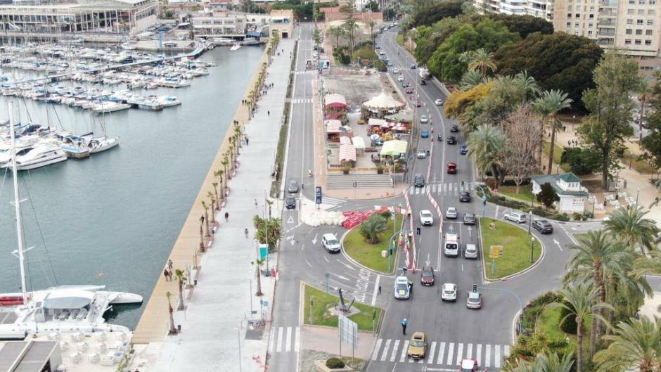 Imagen aérea del Paseo de los Mártires en Alicante, una de las Zonas de Bajas Emisiones