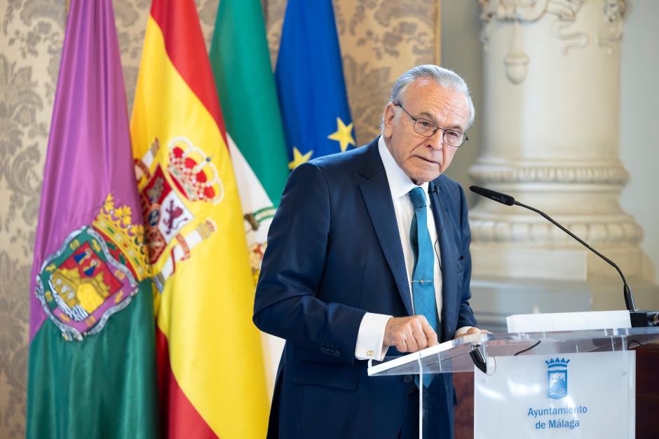 El presidente de la Fundación ”la Caixa”, Isidro Fainé, durante la presentación del proyecto del nuevo CaixaForum Málaga