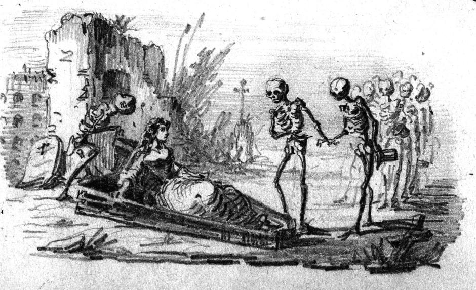 Dibujo de esqueletos de Gustavo Adolfo Bécquer