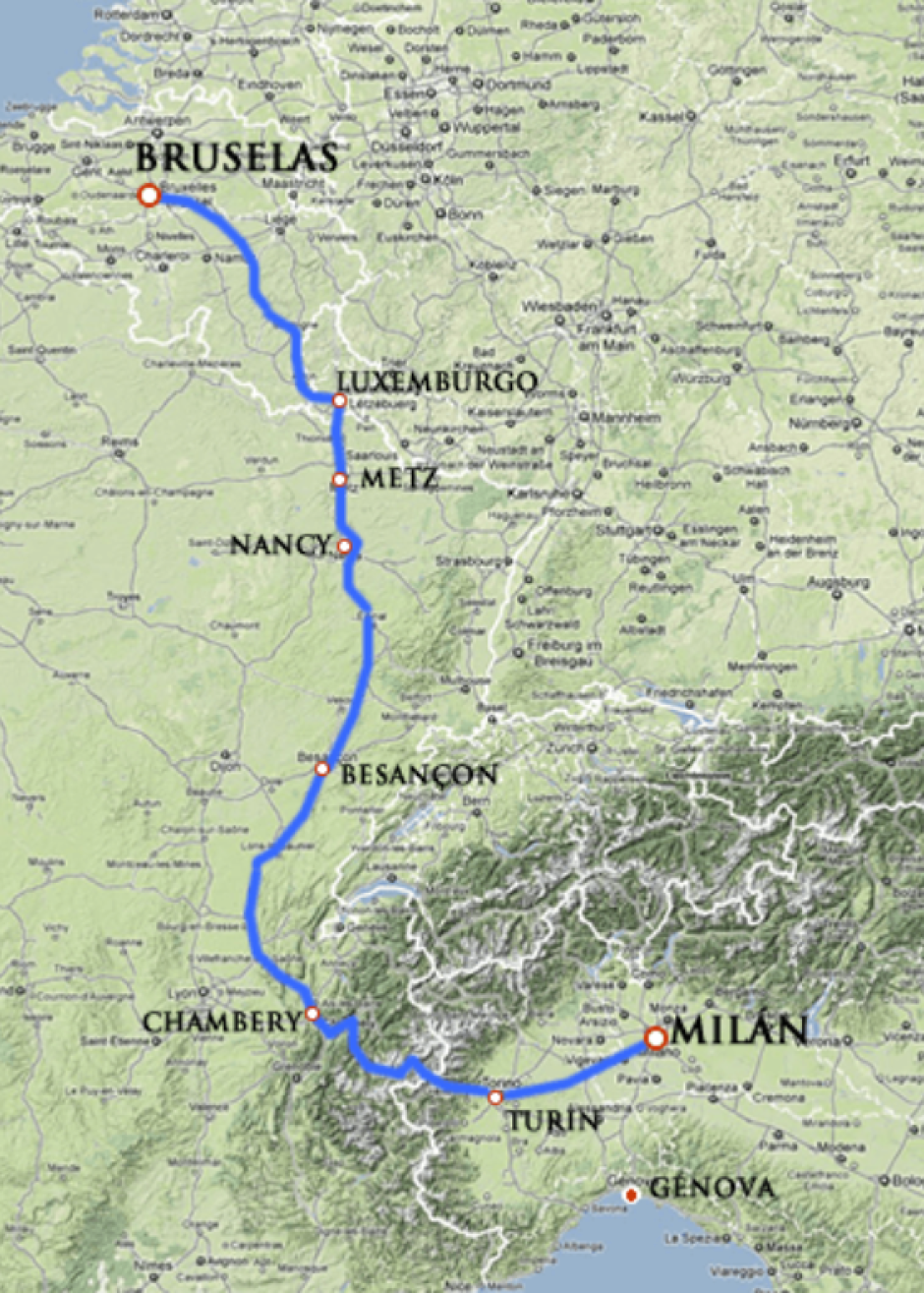 Ruta de los Tercios de Milán a Flandes