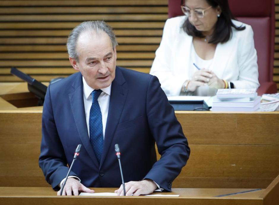 El consejero de Agricultura de la Comunidad Valenciana, Luis Aguirre, en el pleno de las Cortes