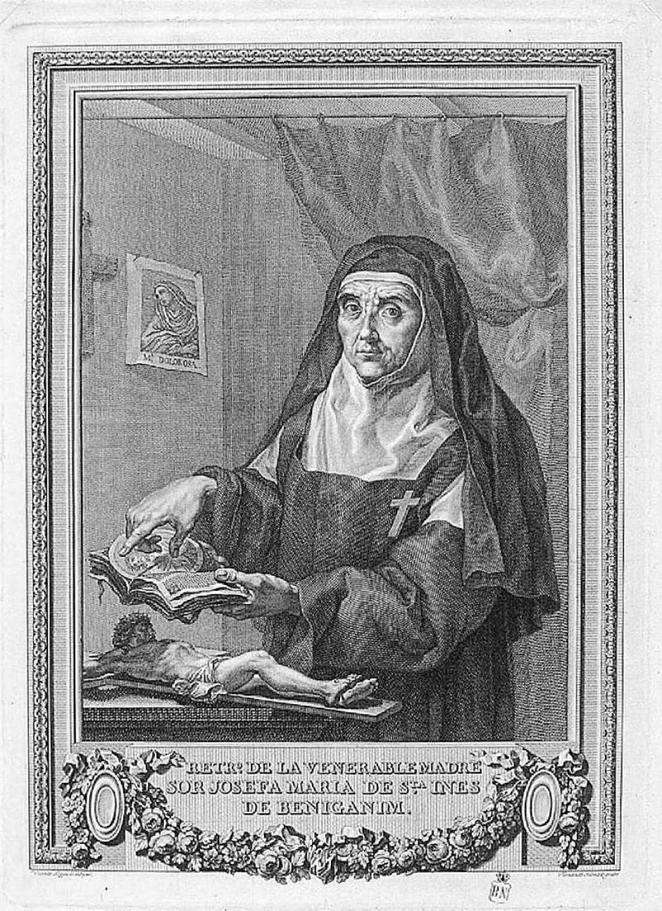 Retrato de la beata Josefa de Santa Inés de Benigánim, grabado de Fernando Selma por dibujo de Vicente López