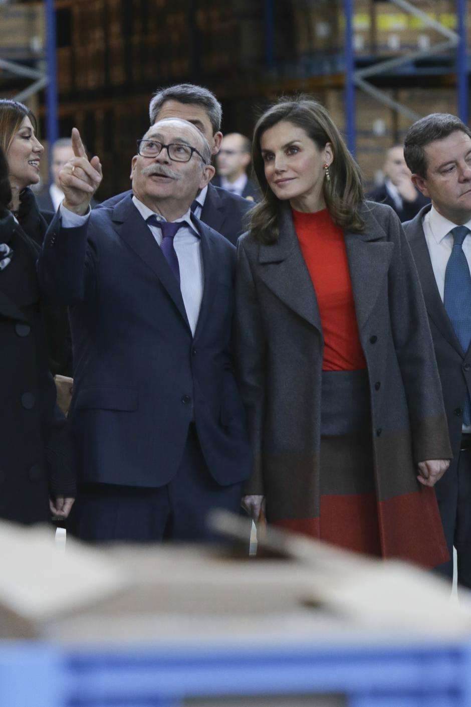 Queen Letizia Ortiz and Fructuoso Lopez during visit to “ Joma Sports “ headquarter in Toledo on Friday 19 January 2018