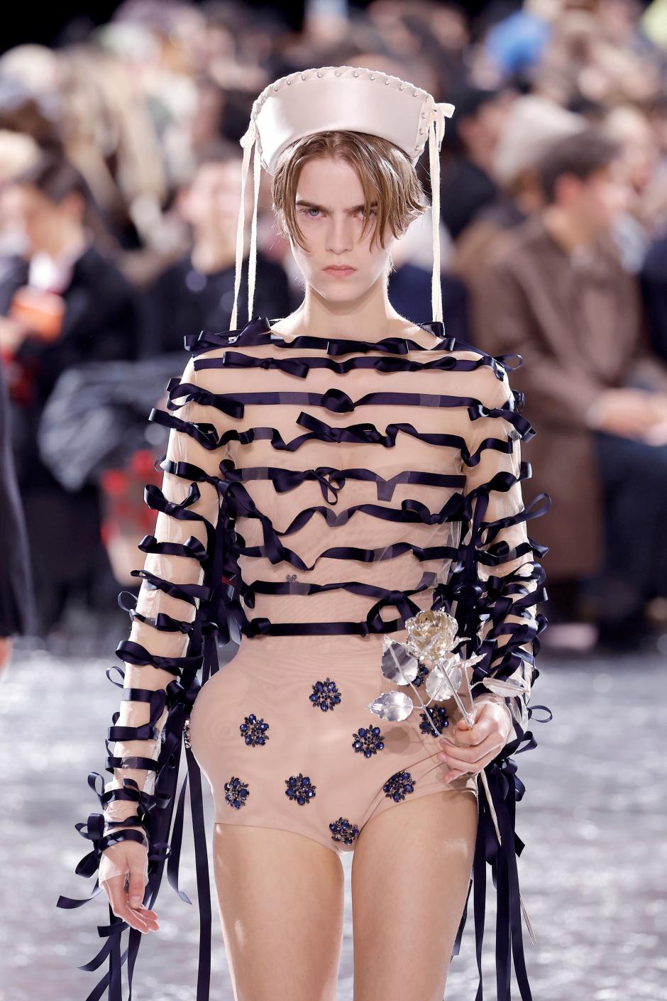 A model wears Jean Paul Gaultier collection during Paris Fashion Week, , France - 24 Jan 2024