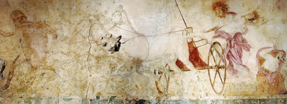 Fresco en la Tumba I: El rapto de Perséfone por Hades