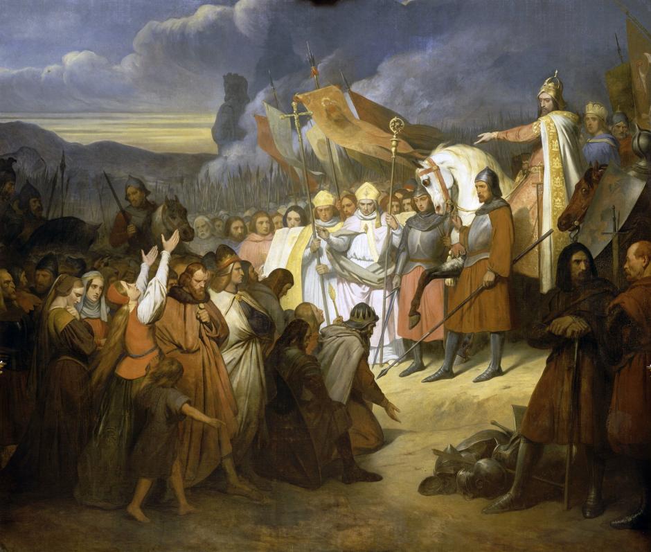 Carlomagno recibiendo la sumisión de Widukind en Paderborn en 785, pintado hacia 1840