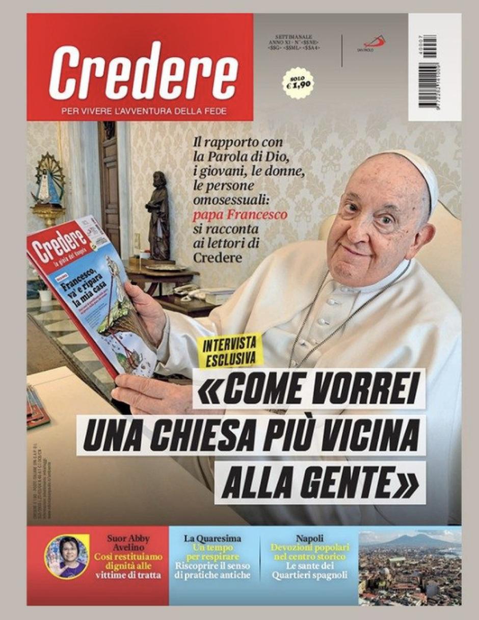 Portada de la revista Credere, con la entrevista al Papa Francisco